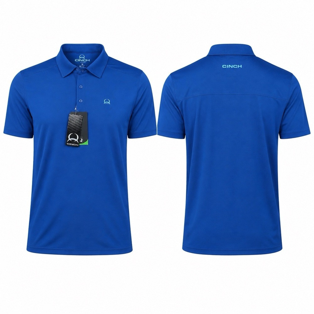Cinch Arenaflex Polo Shirt Men’s Small Blue Performance Stretch NWT MTK1863023